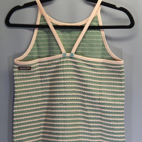 Matilda Jane Tank Top Girls Size 12 Green Pink Striped Scalloped New In Bag - Picture 4 of 5